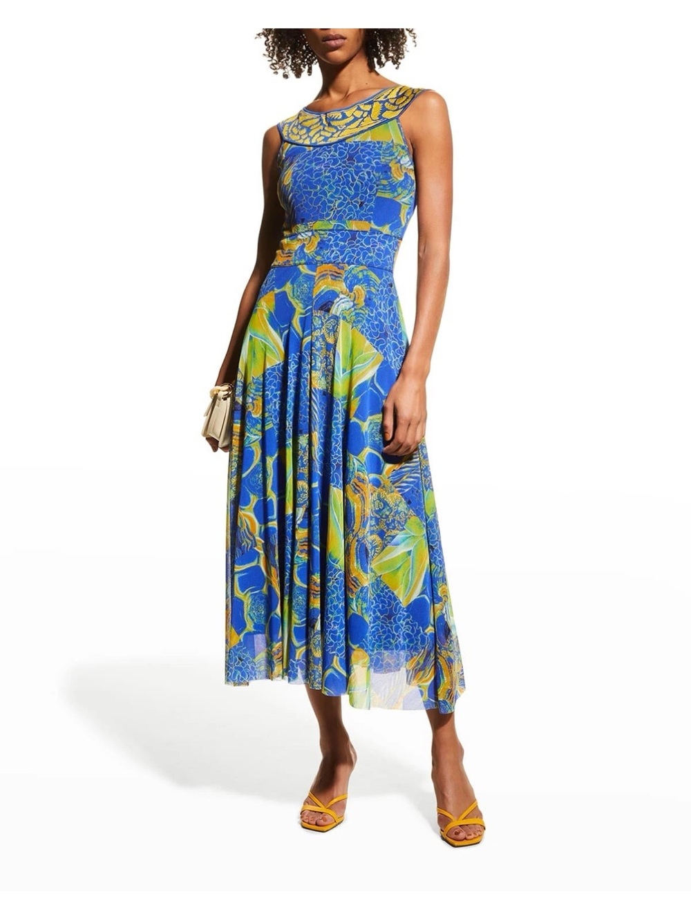 Fuzzi Made In Italy Designer Luxury Floral Midi Dress Coastal Wedding | Size XS